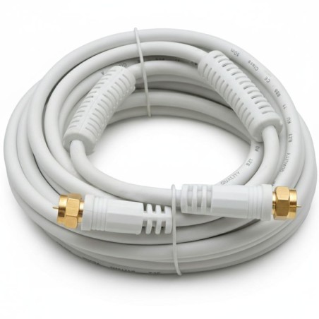 Câble Coaxial F Mâle/Mâle 5 m Or Ferrite