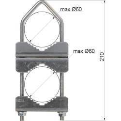 2 Doubles Brides pour Mât Ø 60 mm