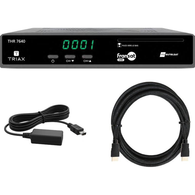 Triax THR 7640 Terminal FRANSAT UHD + Déport IR + Câble HDMI